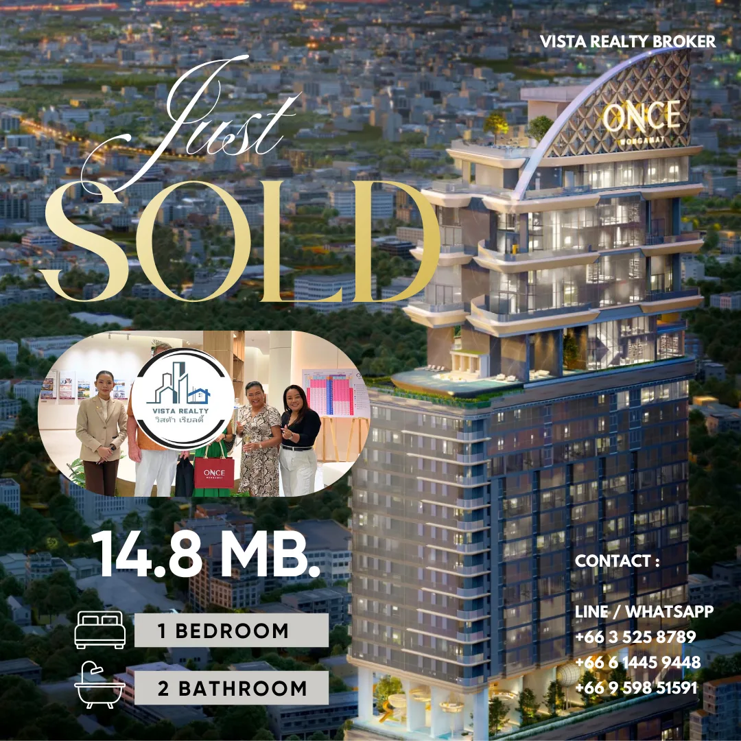 ปิดการขาย! โครงการ Once Wongamat Pattaya จำนวน 1 ยูนิต